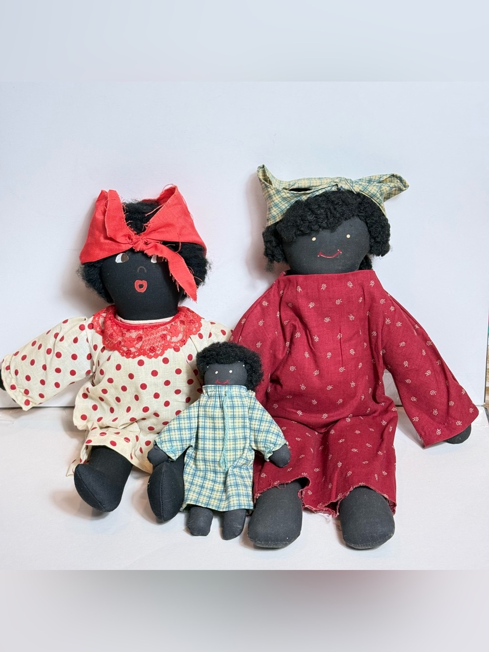 RARE Black Mamie Momma Dolls & Child VINTAGE Hand Made Black Americana Primitive